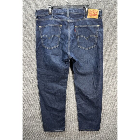 Levis 505 Jeans Mens 40x32 Blue Regular Straight Leg Denim Stretch Dark Wash - Picture 2 of 12